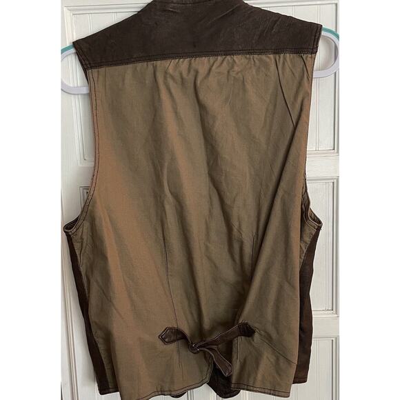 Vintage STRUCTURE Leather Men's Vest Small Snap Brown Riding Biker Western Rodeo - Picture 5 of 13